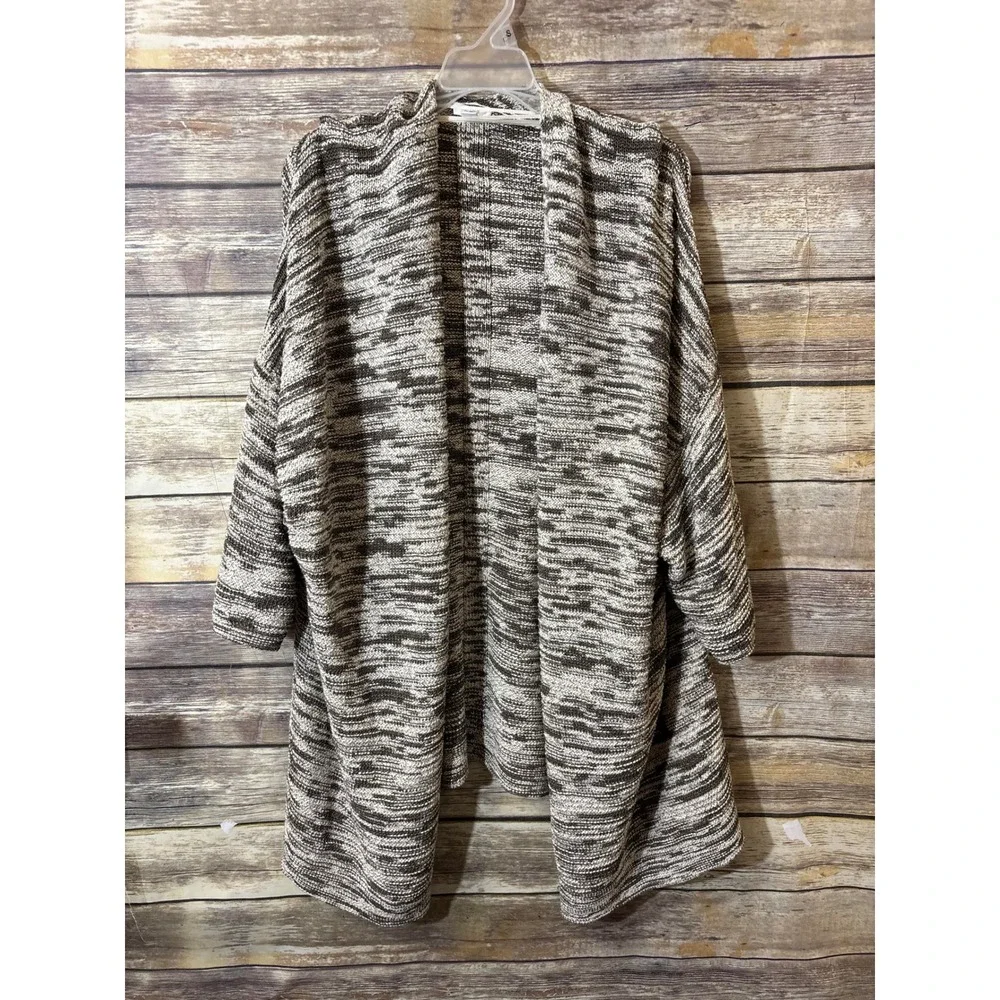 J.Jill Pure Jill Marled Knit Open Front Cardigan Sweater 3X Plus Shale Cream